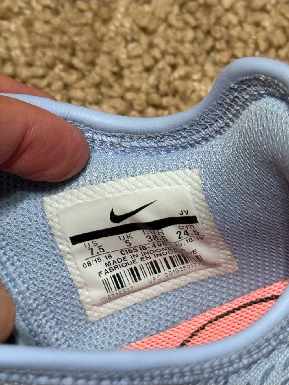 Nike Women's Sky Blue Mesh Running Shoes with Coral Heel and Black Swoosh - Picture 5 of 8